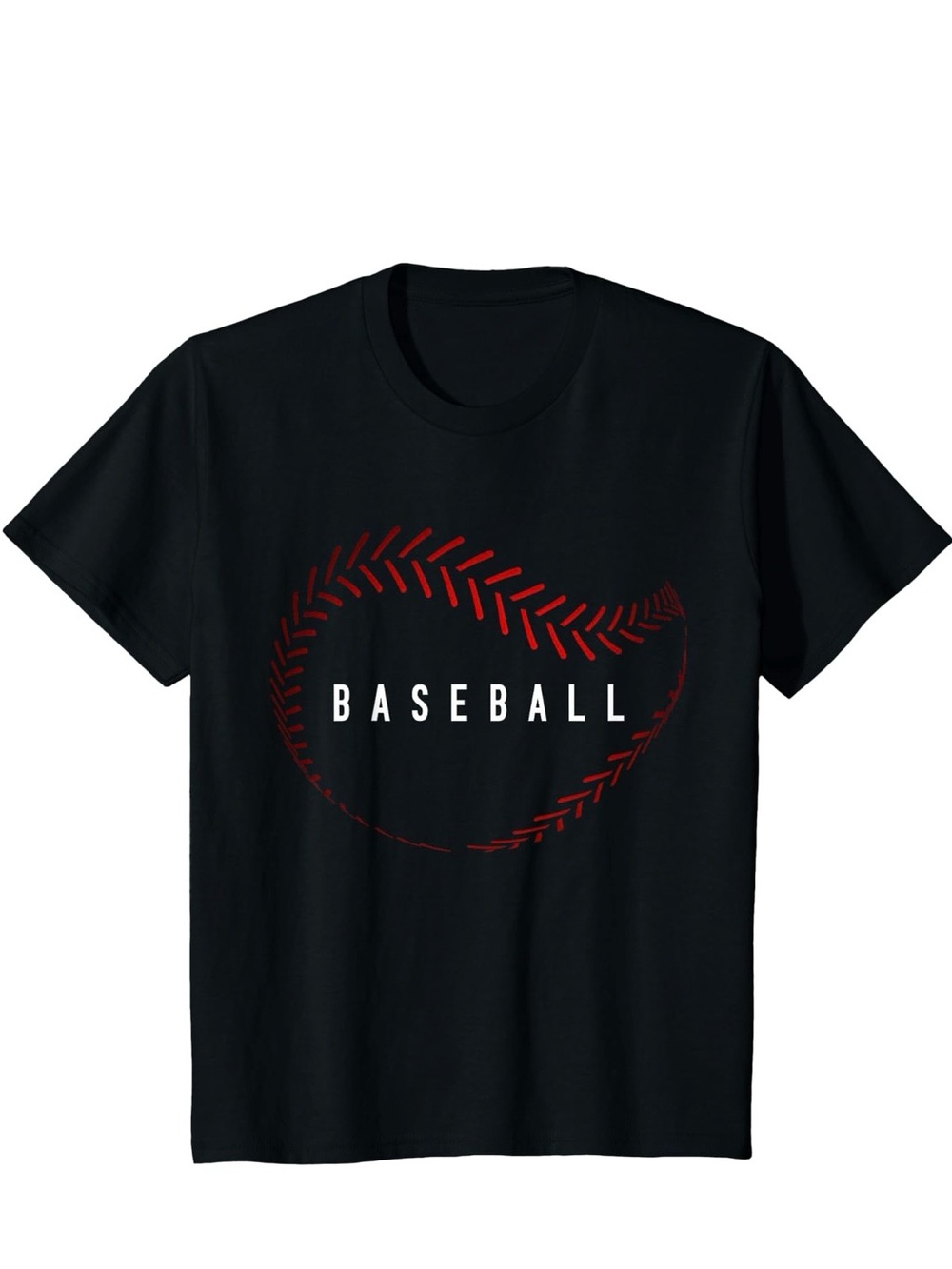 Gildan Black Tee with Red Baseball Stitch Graphic